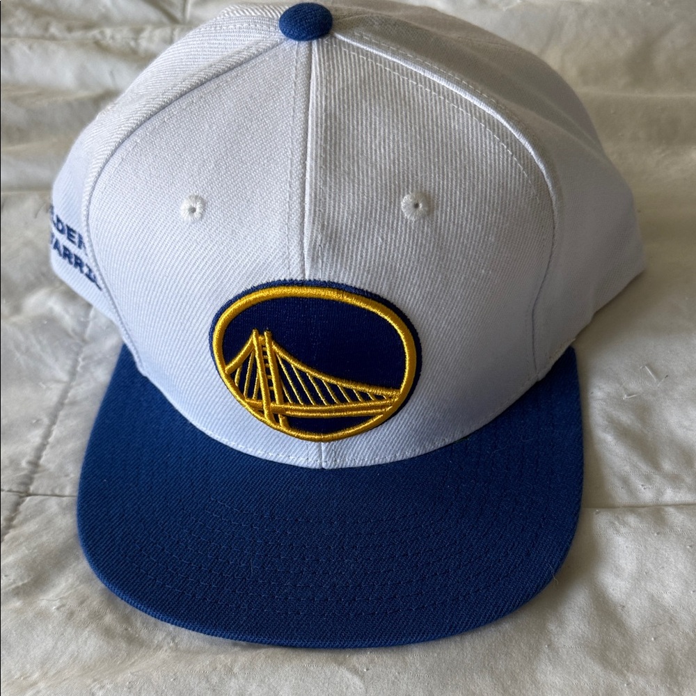 Mitchell & Ness White, Blue and Gold Warriors Snapback Hat